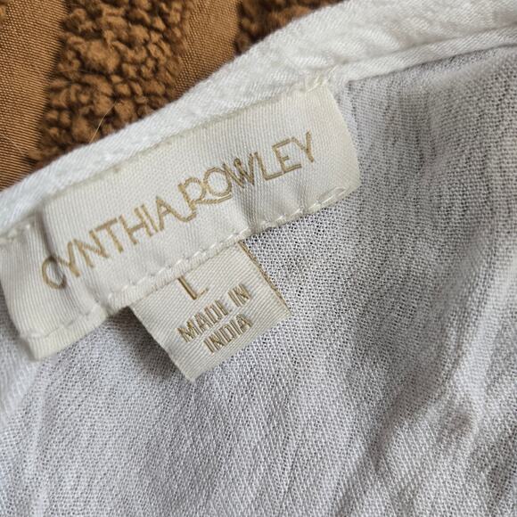 Cynthia Rowley Womens Cottagecore Boho Tie -strap Peplum White Eyelet Tank Top L - Picture 5 of 11